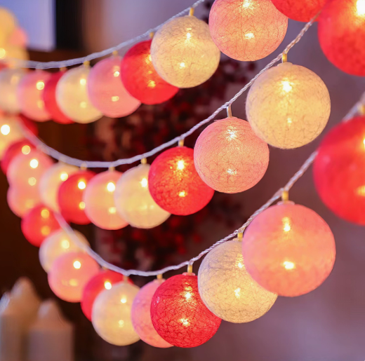 Decorative String Lights with Soft LED Cotton Balls