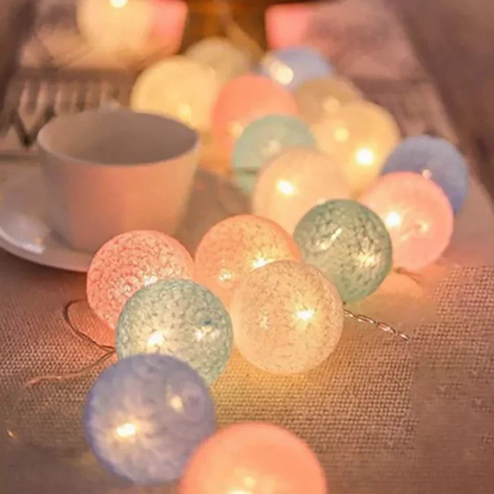 Decorative String Lights with Soft LED Cotton Balls