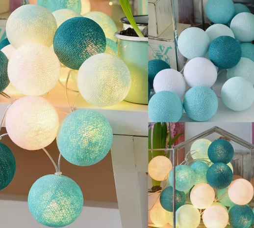 Decorative String Lights with Soft LED Cotton Balls