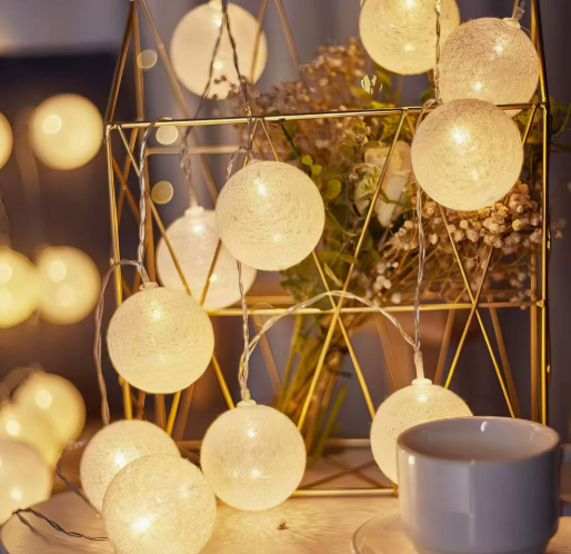 Decorative String Lights with Soft LED Cotton Balls