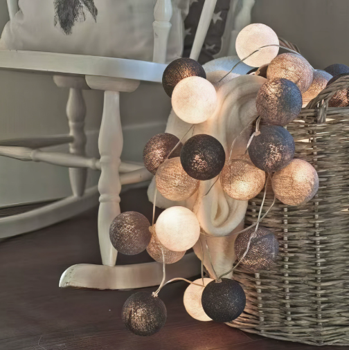 Decorative String Lights with Soft LED Cotton Balls