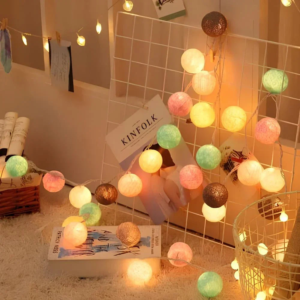 Decorative String Lights with Soft LED Cotton Balls