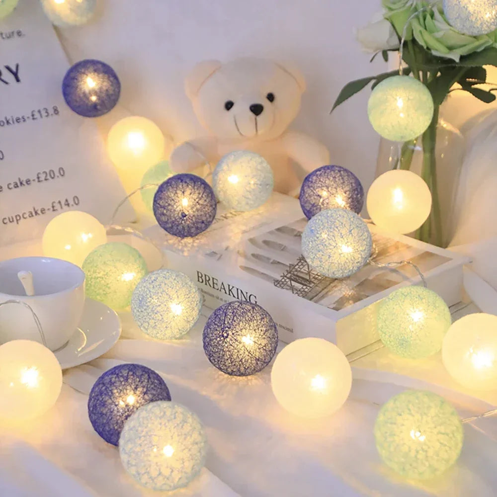 Decorative String Lights with Soft LED Cotton Balls