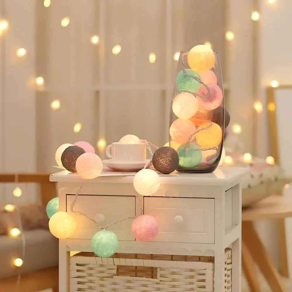Decorative String Lights with Soft LED Cotton Balls