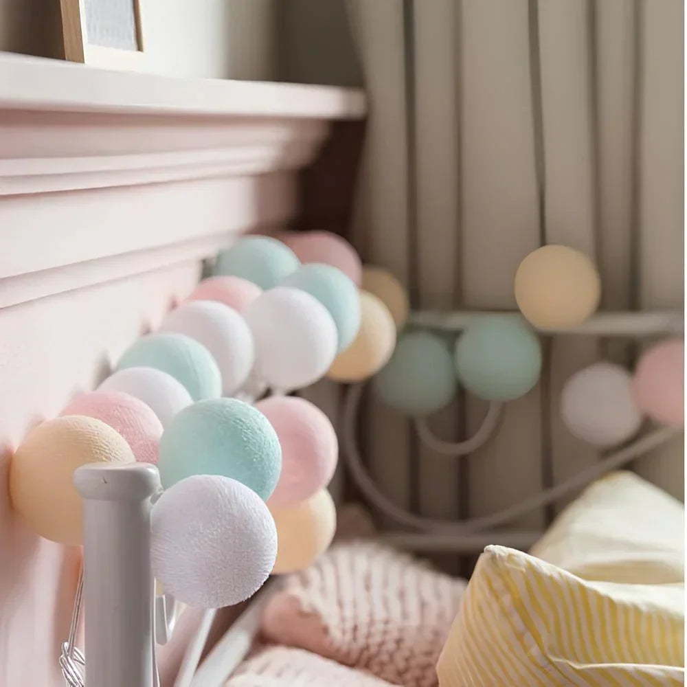 Decorative String Lights with Soft LED Cotton Balls