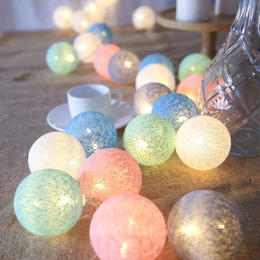 Decorative String Lights with Soft LED Cotton Balls