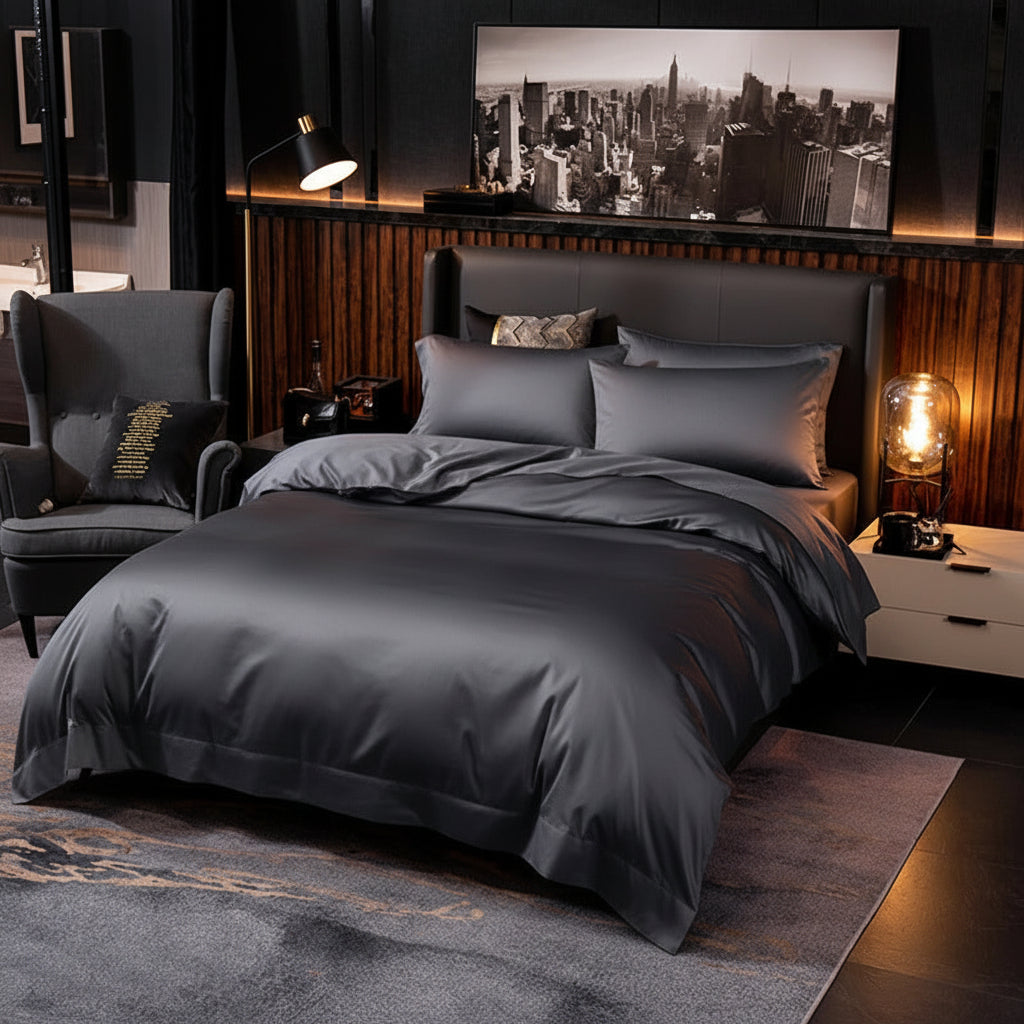 Deep Grey Egyptian Cotton Bedding Set