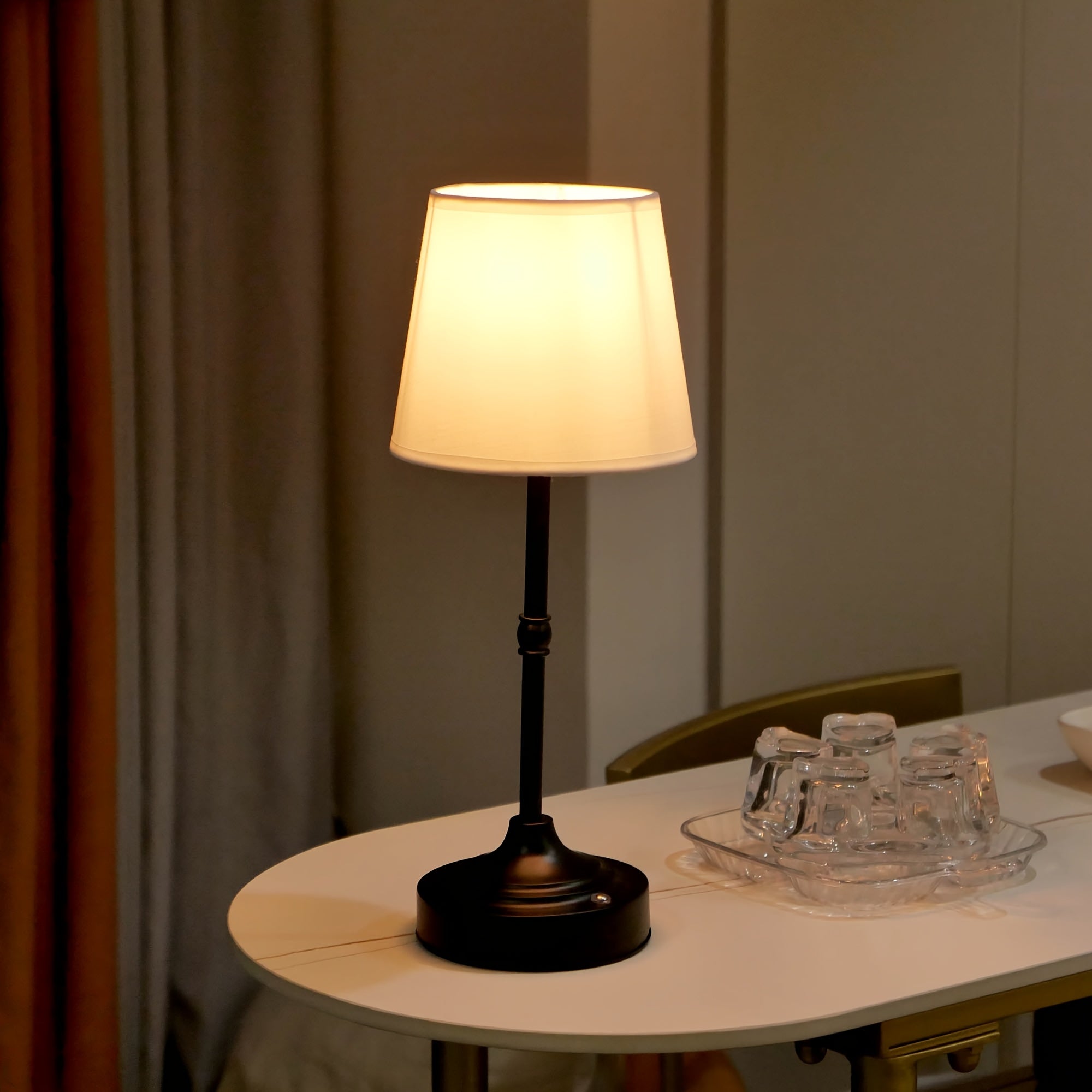Dimmable Cordless Table Lamp with USB Rechargeable Battery | Brushed Metal LED Bedside Light