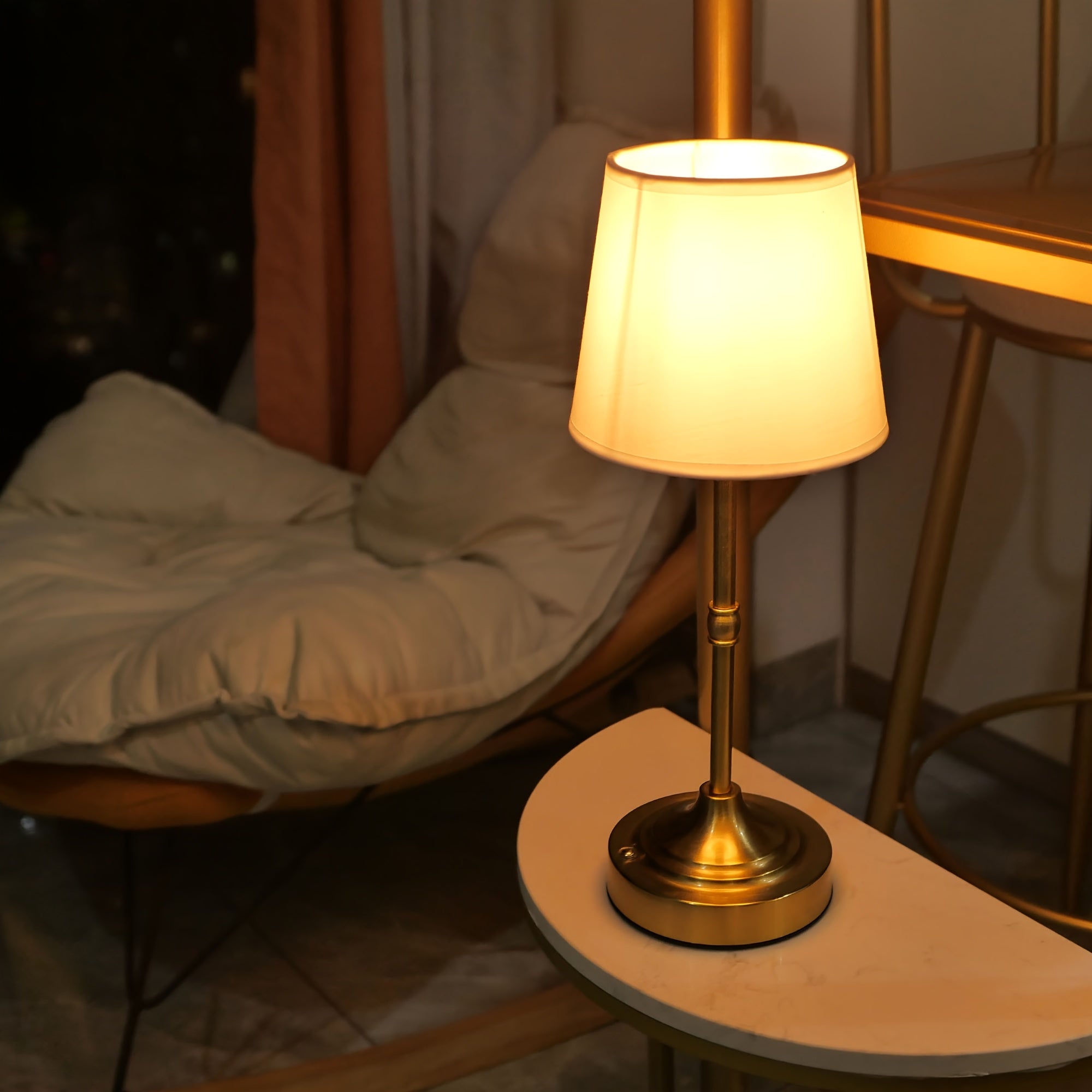 Dimmable Cordless Table Lamp with USB Rechargeable Battery | Brushed Metal LED Bedside Light