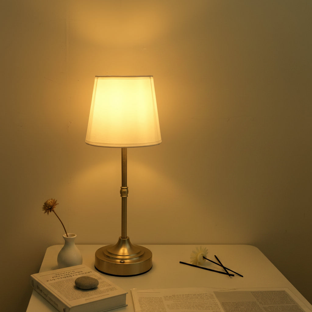 Dimmable Cordless Table Lamp with USB Rechargeable Battery | Brushed Metal LED Bedside Light