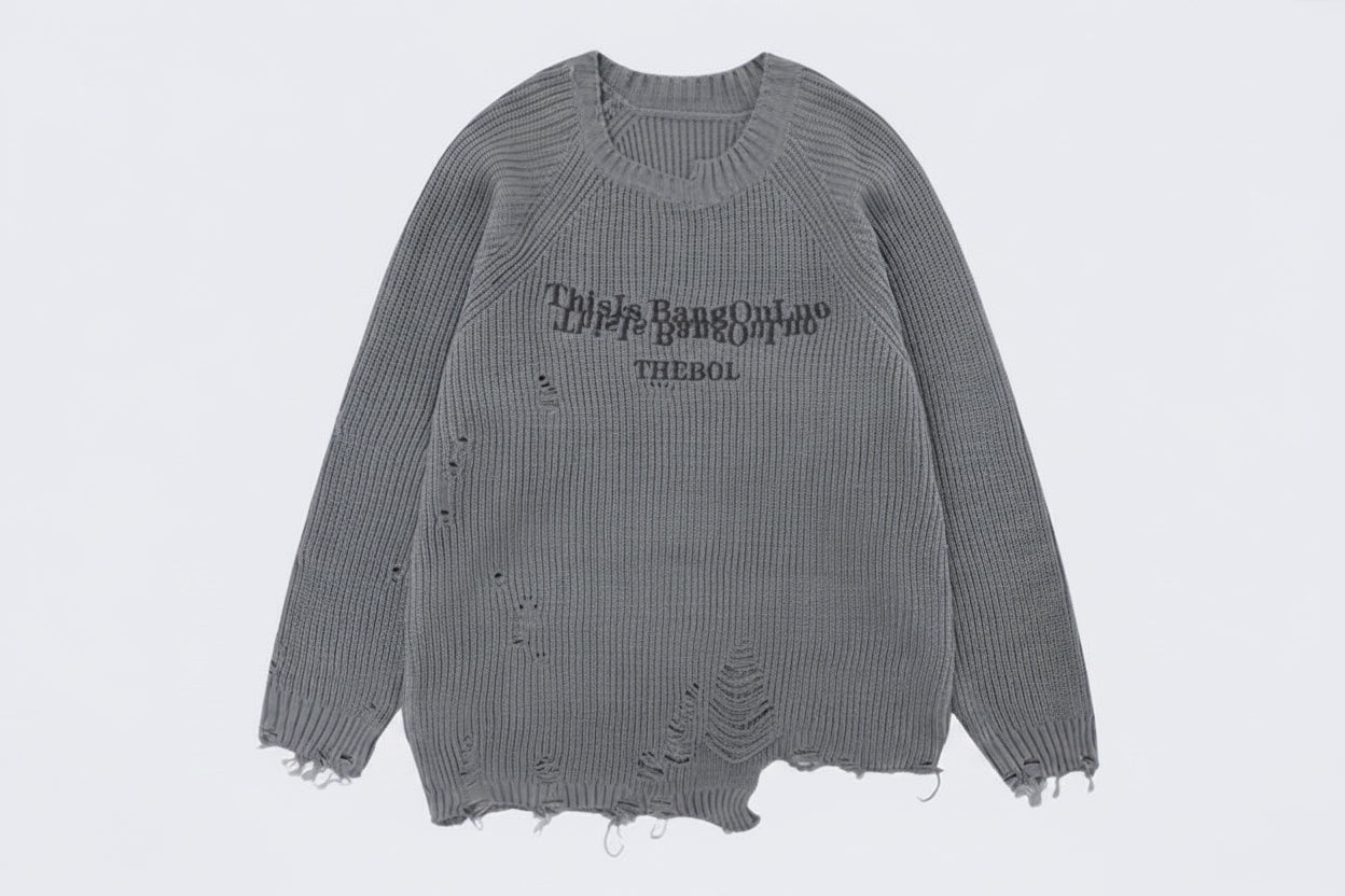 Men's Distressed Knit Sweater