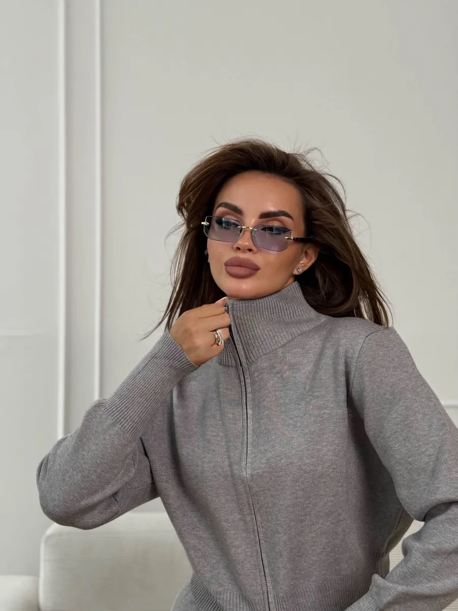 Women's Double-Zip Slim-Fit Knit Sweater Set