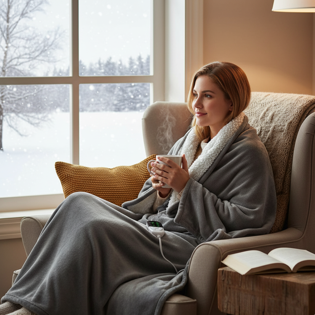 Electric Heated Microfleece Throw Blanket