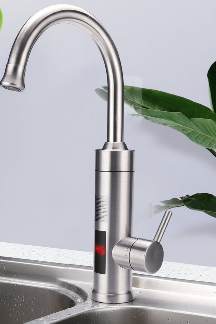 Electric Instant Hot Water Kitchen Faucet with Stainless Steel Housing
