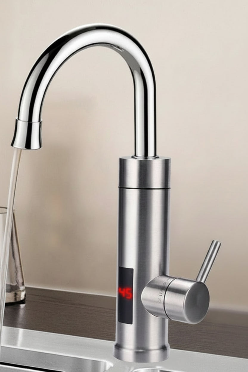 Electric Instant Hot Water Kitchen Faucet with Stainless Steel Housing