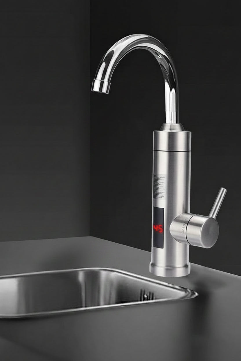 Electric Instant Hot Water Kitchen Faucet with Stainless Steel Housing