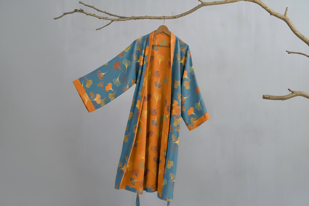 Ginkgo Biloba Leaf Pattern Bathrobe