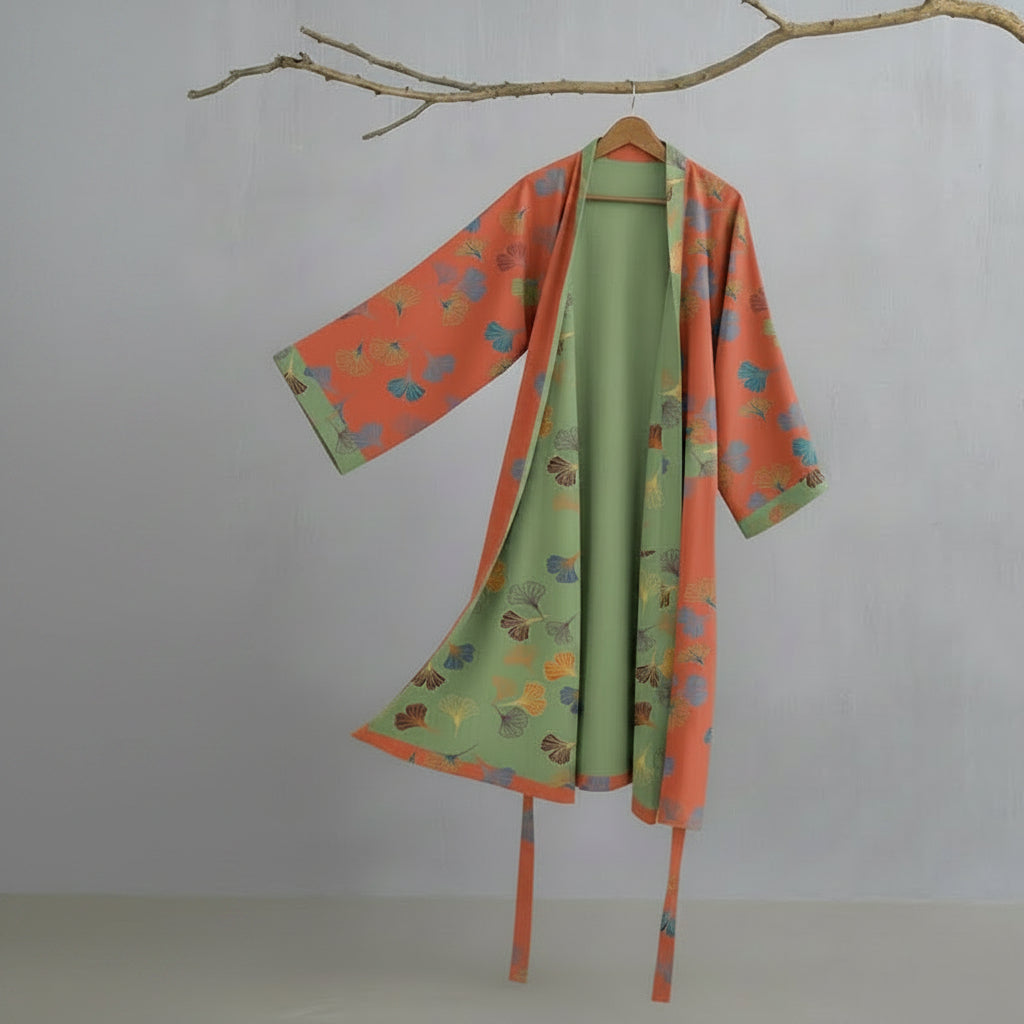 Ginkgo Biloba Leaf Pattern Bathrobe