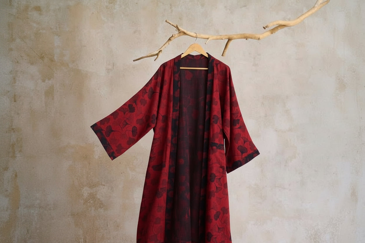 Ginkgo Biloba Leaf Pattern Bathrobe