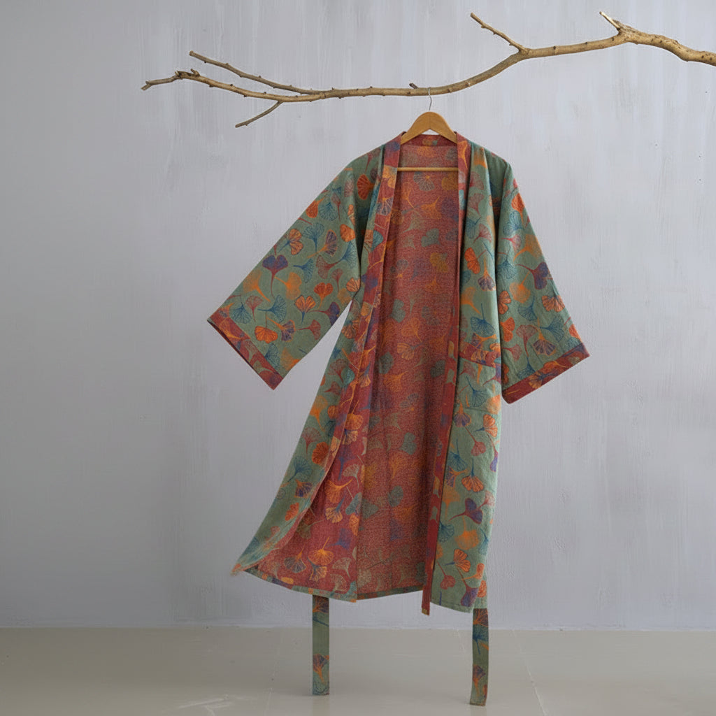 Ginkgo Biloba Leaf Pattern Bathrobe