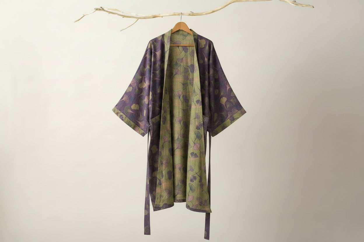 Ginkgo Biloba Leaf Pattern Bathrobe