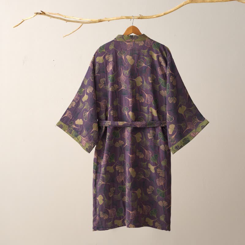 Ginkgo Biloba Leaf Pattern Bathrobe