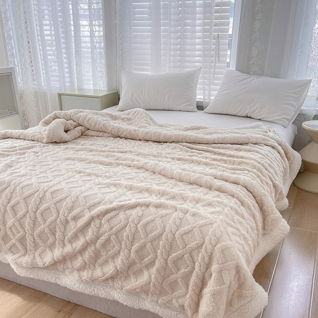 Grey Double Fleece Bed and Sofa Cover