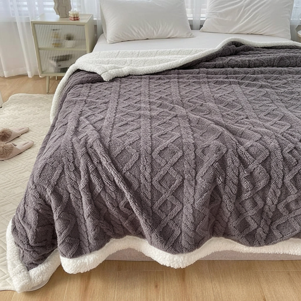 Grey Double Fleece Bed and Sofa Cover