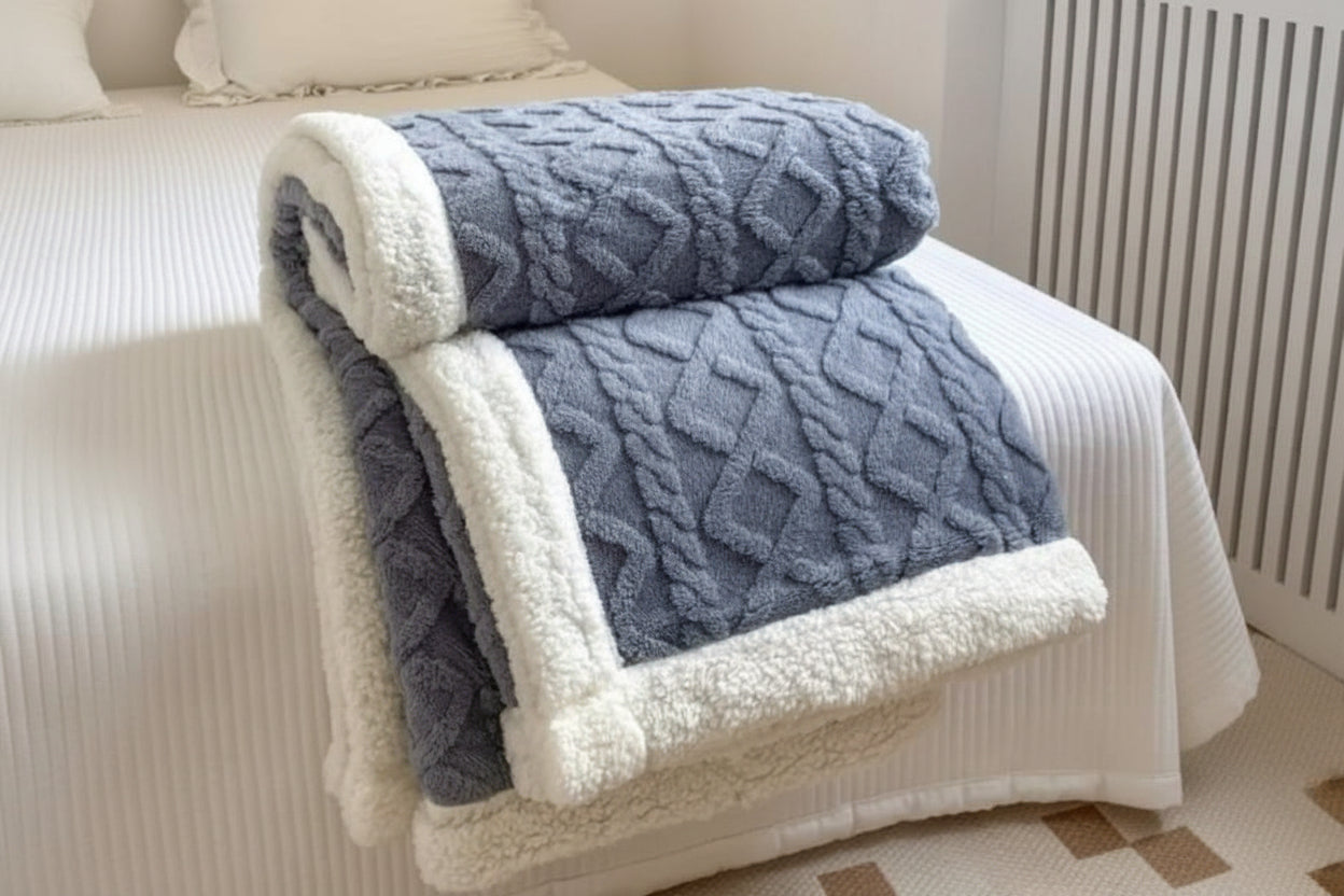 Grey Double Fleece Bed and Sofa Cover