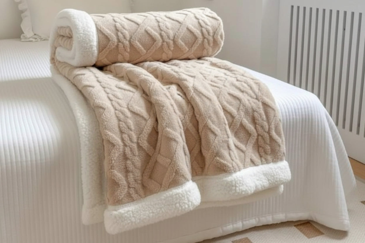 Grey Double Fleece Bed and Sofa Cover