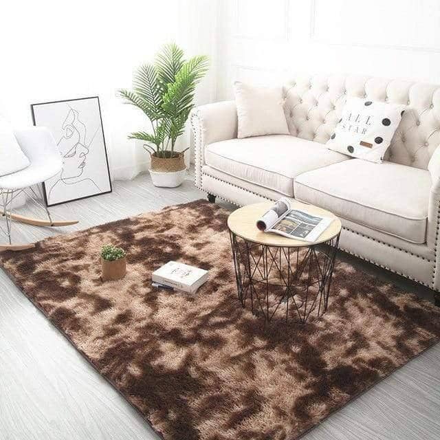 High-Pile Tie-Dye Area Rug with Memory Foam and Non-Slip Backing