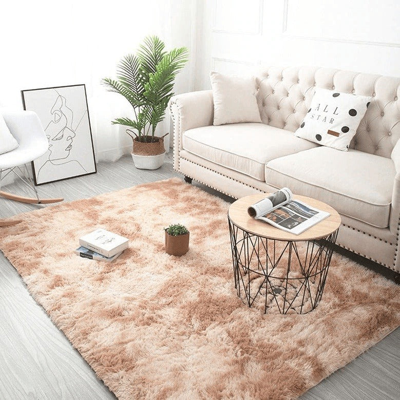 High-Pile Tie-Dye Area Rug with Memory Foam and Non-Slip Backing