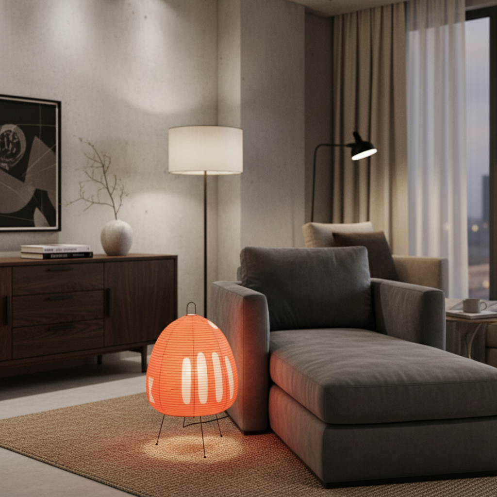 Japanese Wabi-Sabi Rice Paper Table and Floor Lamp