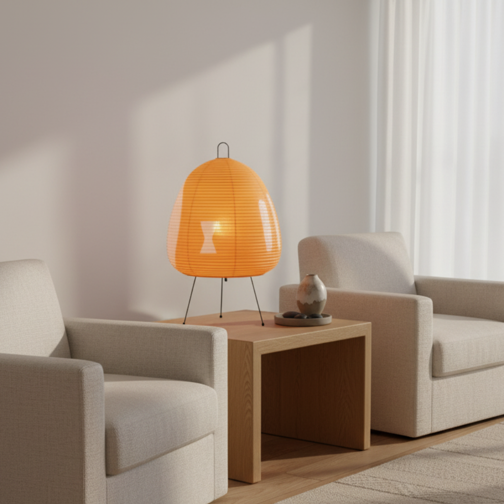 Japanese Wabi-Sabi Rice Paper Table and Floor Lamp