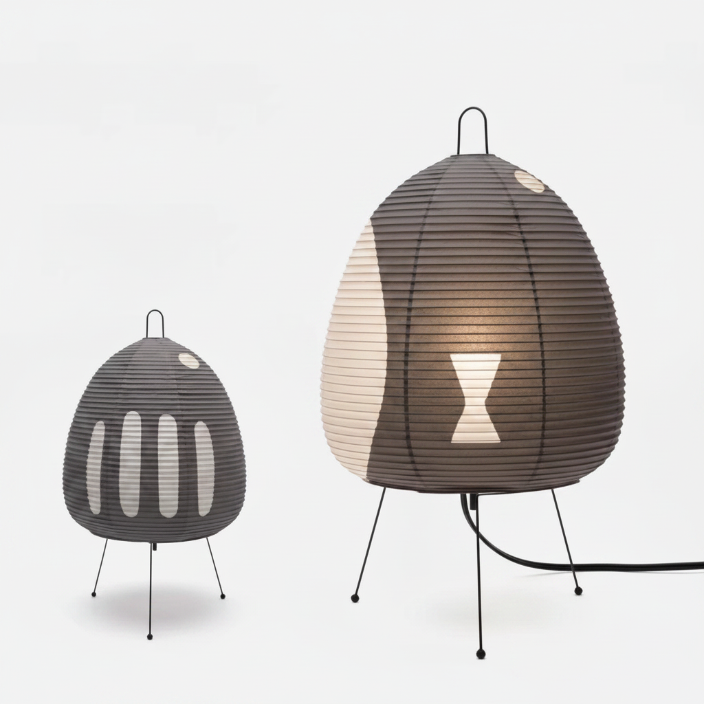 Japanese Wabi-Sabi Rice Paper Table and Floor Lamp