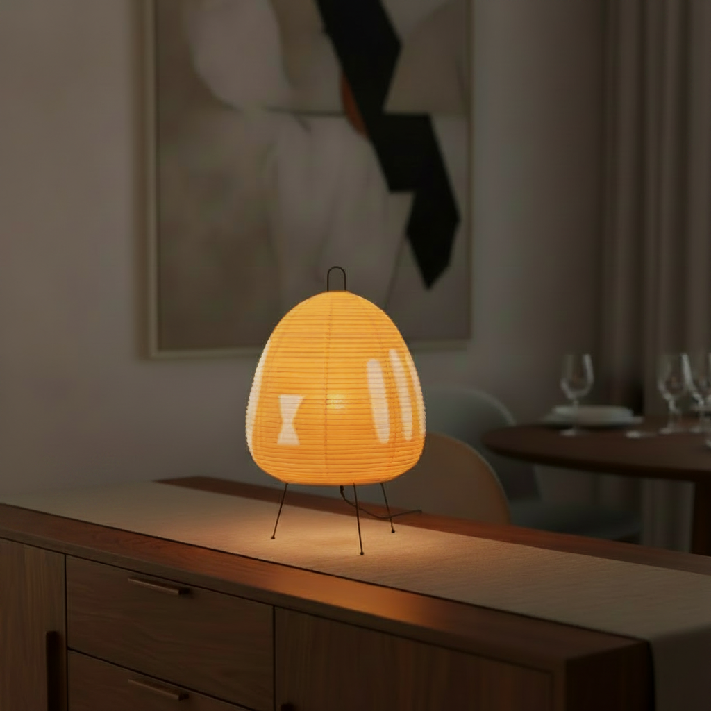 Japanese Wabi-Sabi Rice Paper Table and Floor Lamp