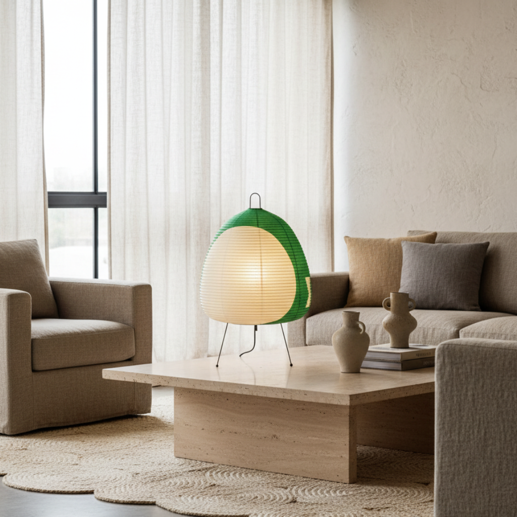 Japanese Wabi-Sabi Rice Paper Table and Floor Lamp