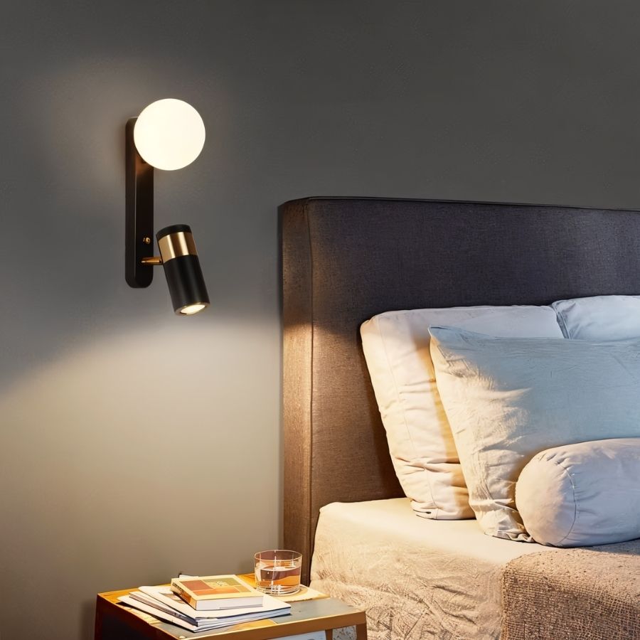 LED Wall Light with Globe Shade and Adjustable Reading Lamp