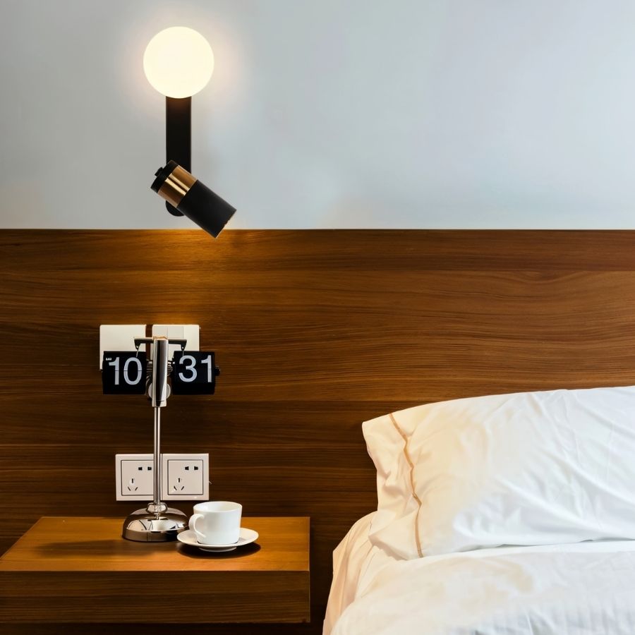 LED Wall Light with Globe Shade and Adjustable Reading Lamp