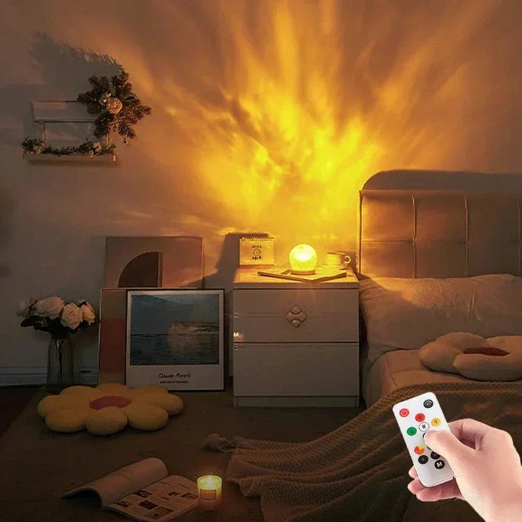 LED Wave Projection Table Lamp Dimmable Crystal Effect Ambient Light