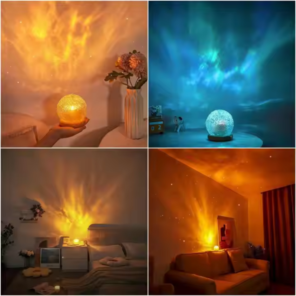 LED Wave Projection Table Lamp Dimmable Crystal Effect Ambient Light