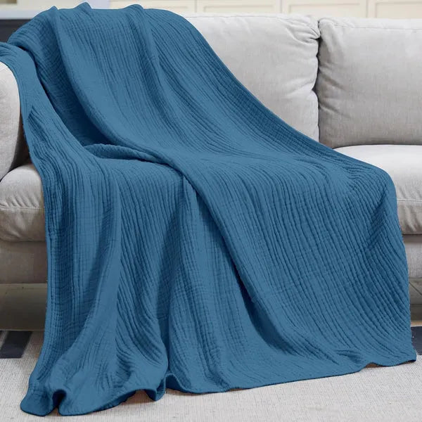 Lightweight Cotton Muslin Throw Blanket