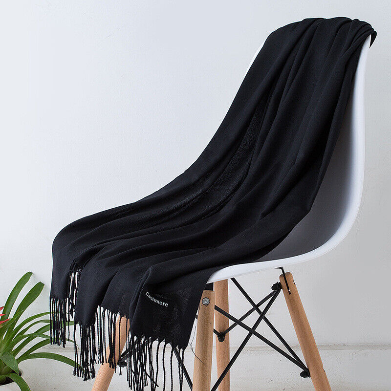 Long Cashmere Scarf Soft Tassel Winter Wrap for Women