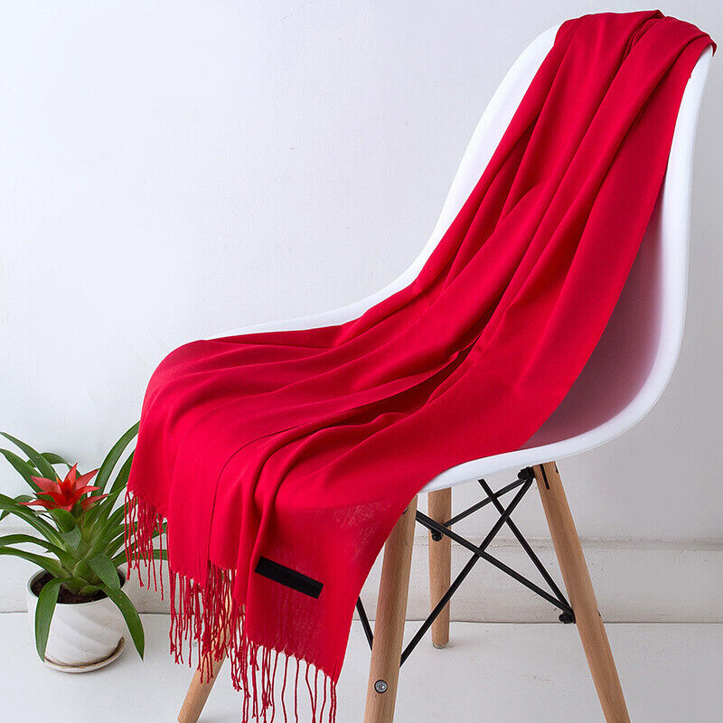 Long Cashmere Scarf Soft Tassel Winter Wrap for Women