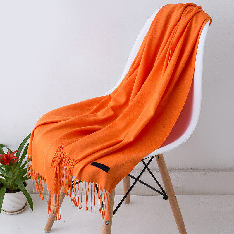 Long Cashmere Scarf Soft Tassel Winter Wrap for Women