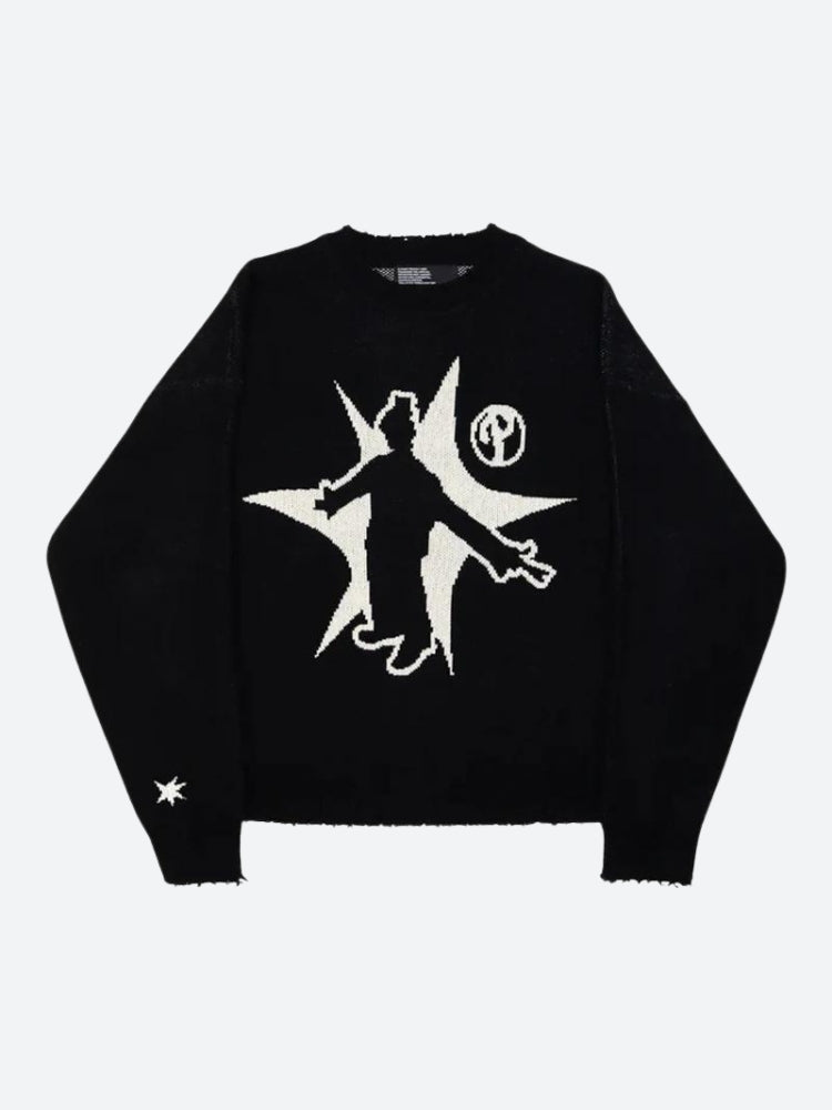 Men’s Black Grunge Graphic Sweater