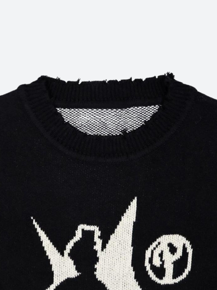 Men’s Black Grunge Graphic Sweater