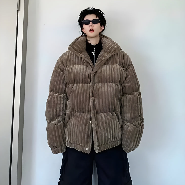 Men’s Corduroy Button-Up Puffer Jacket