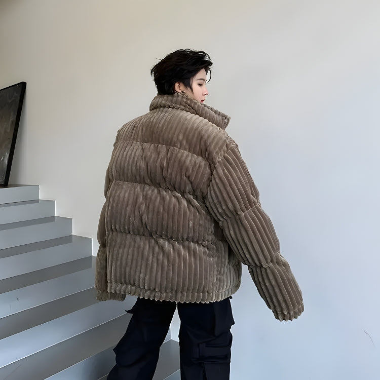 Men’s Corduroy Button-Up Puffer Jacket