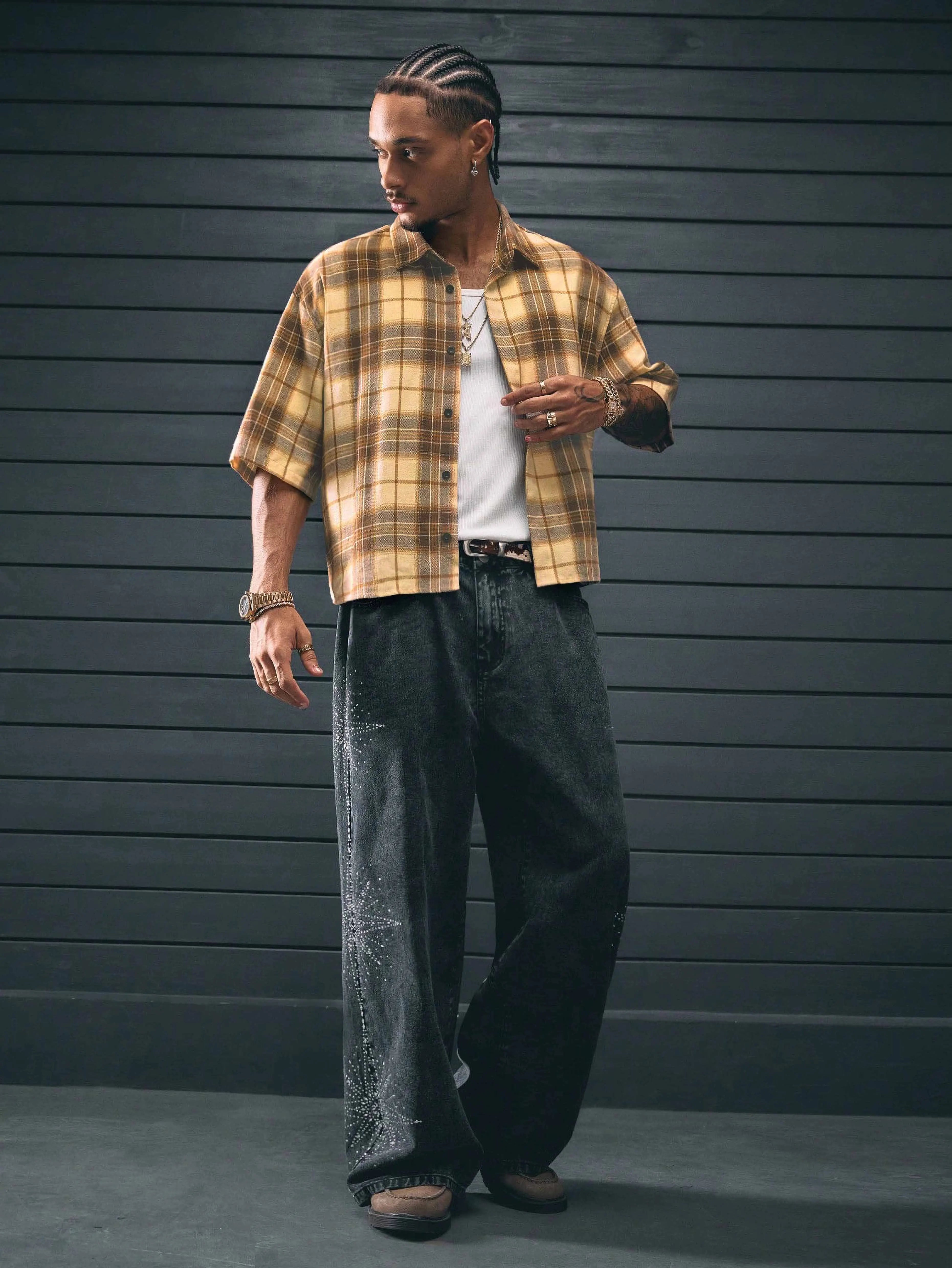 Men’s Cropped Plaid Shirt